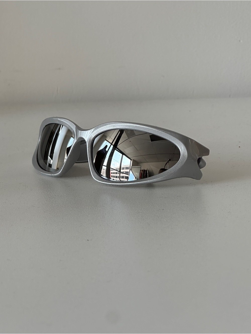 Silver Mirrored Sport Sunglasses - Reflective Lenses